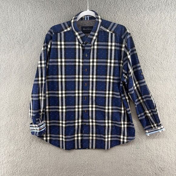 Robert Graham 2XL Tailored Fit Blue Plaid Button Down Shirt Modern Americana - Picture 2 of 12